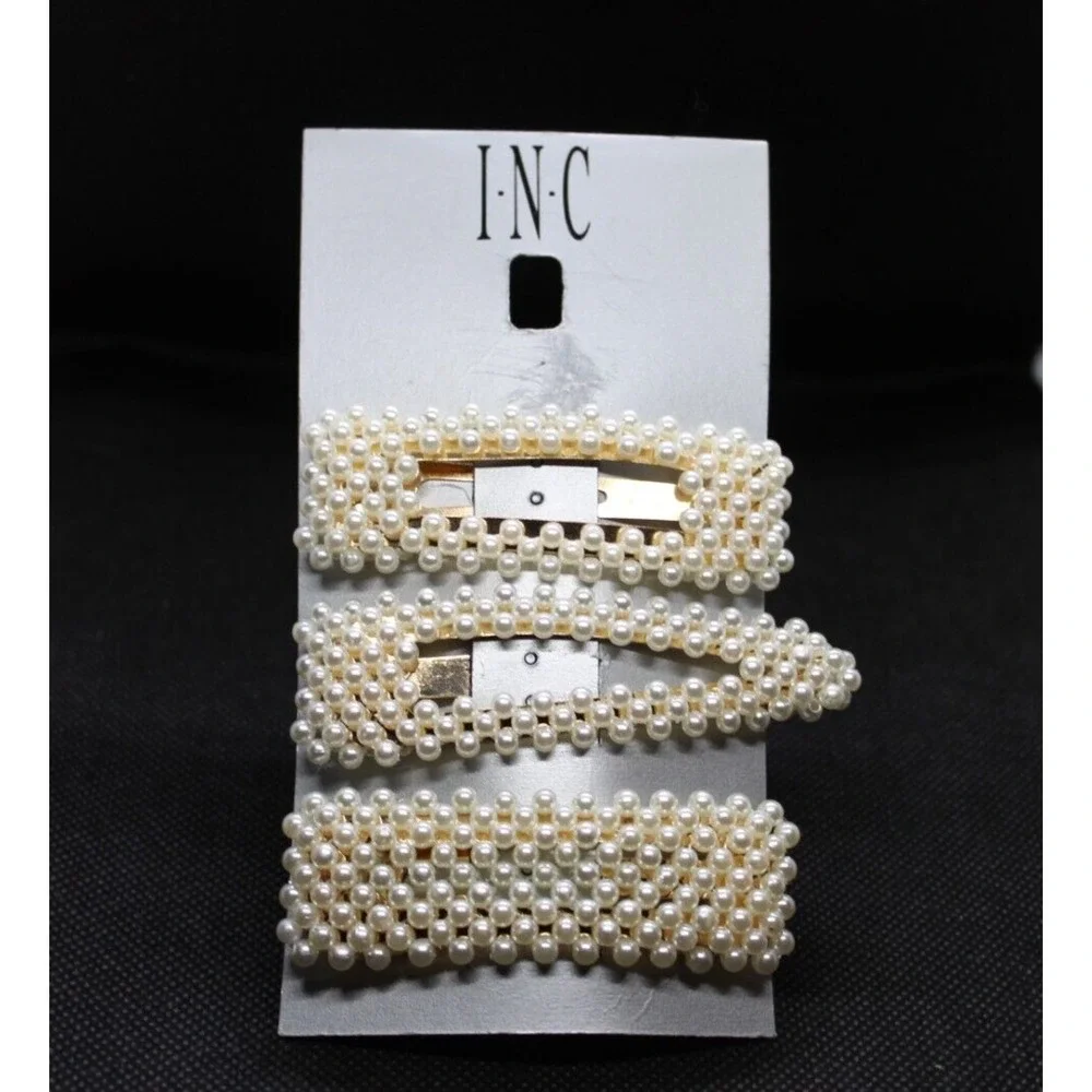 Inc Hair Clips Gold-Tone 3-Pc. Imitation Pearl 3